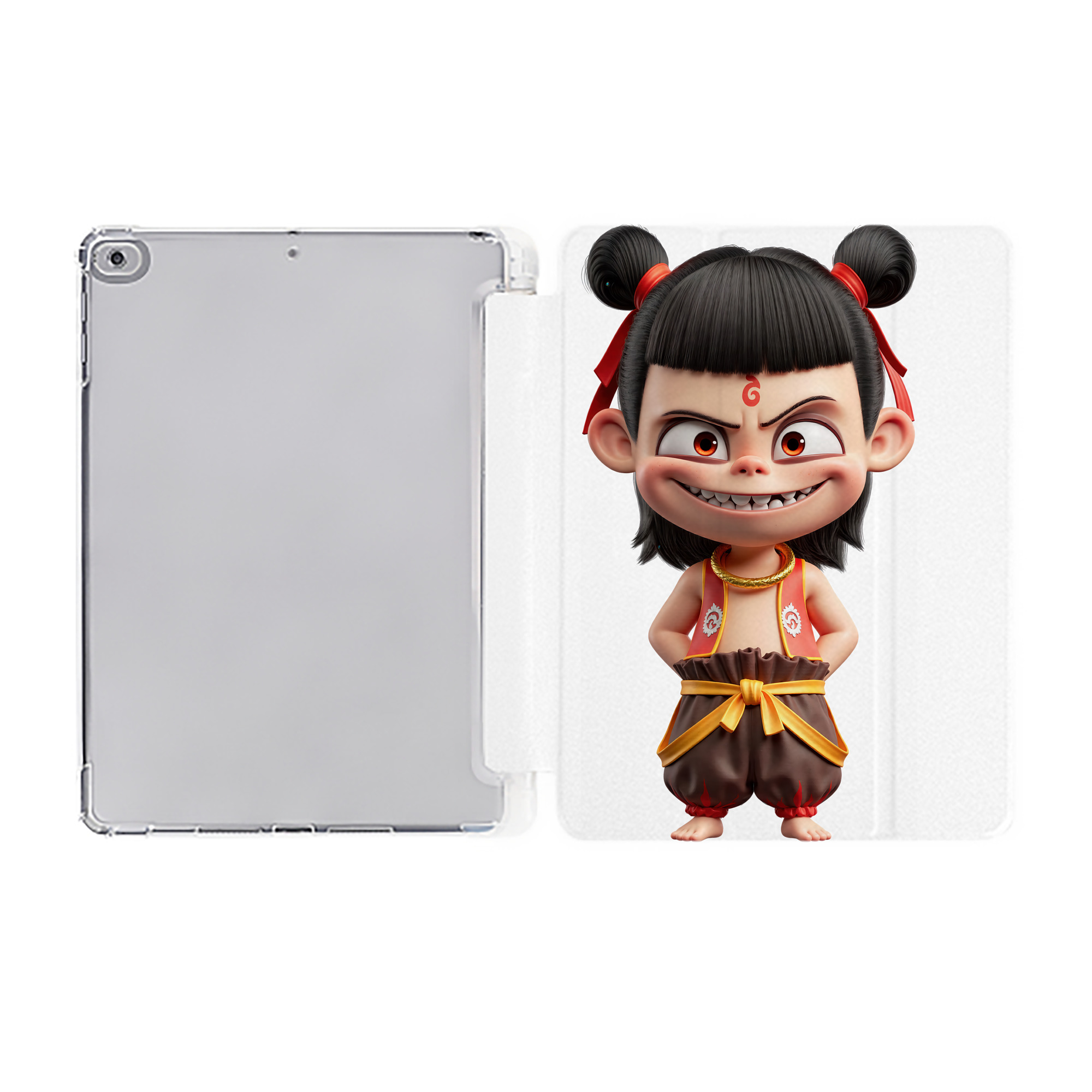 （画像用） Ne Zha 2 ナタ 魔童の大暴れ IPad ケース ペン収納付き 三つ折りスタンド PUレザー×シリコン 対応機種9.5/10.5/10.9インチ